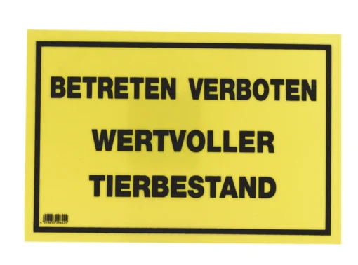 Warnschild Wertv. Tierbestand