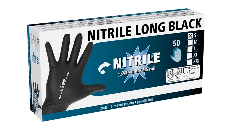 Handschuhe Long Black Nitril