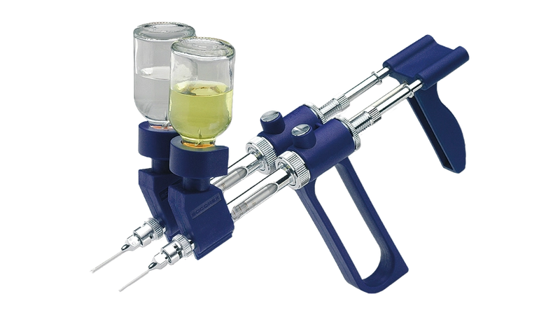 Spritze Socorex Zwillings. Flaschenfüllung